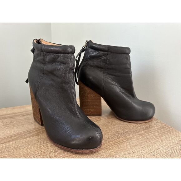 Jeffrey Campbell Havana Last Rumble Black Leather Heeled Ankle Boots size 6.5 - Picture 12 of 14